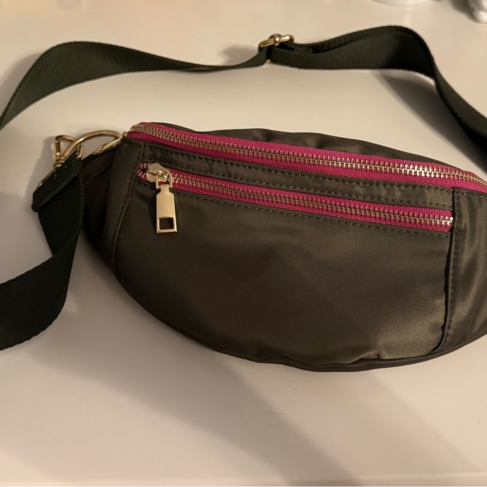 Stylish Olive Green and Pink Women's Bag